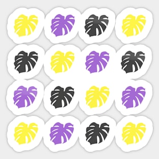 Monstera Deliciosa Leaves - Nonbinary Pride Sticker